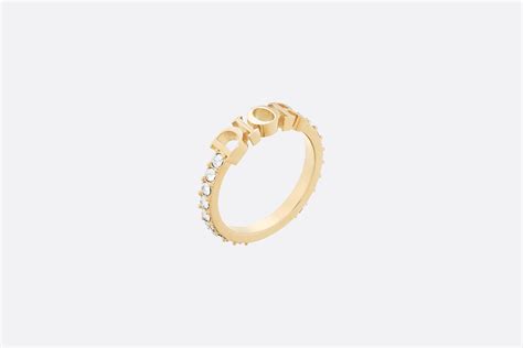 dior ring gold-finish metal and white crystals|Dior ring size chart.